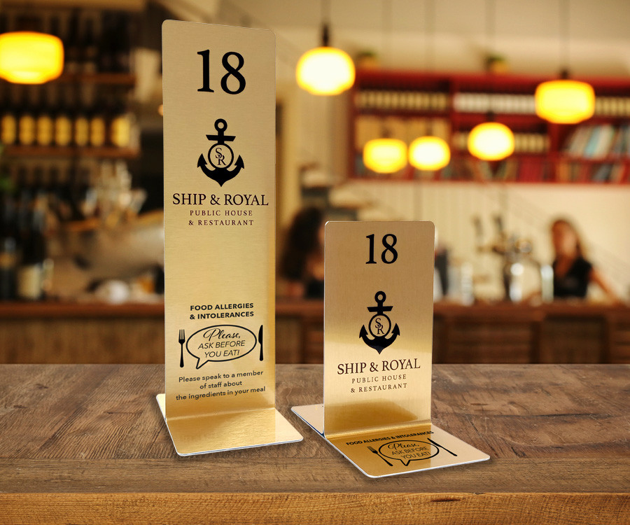 Branded Brushed Gold Allergy Awareness Table Numbers.