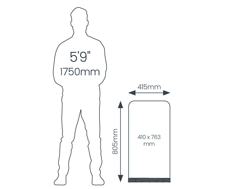 freestanding size graphic