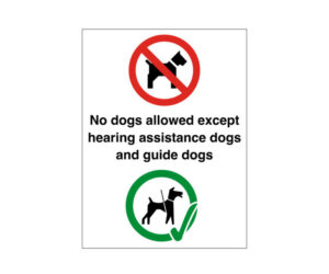 No Dogs Except Hearing Assistance & Guide Dogs Notice