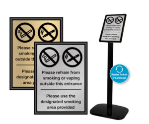 Please Refrain From Smoking or Vaping Use Area Provided Wall & Floor Notices