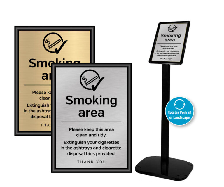 Smoking Area Notices, Wall Mounted & Floor Standing Options