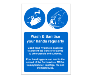 Wash & Sanitise Your Hands Regularly Notice