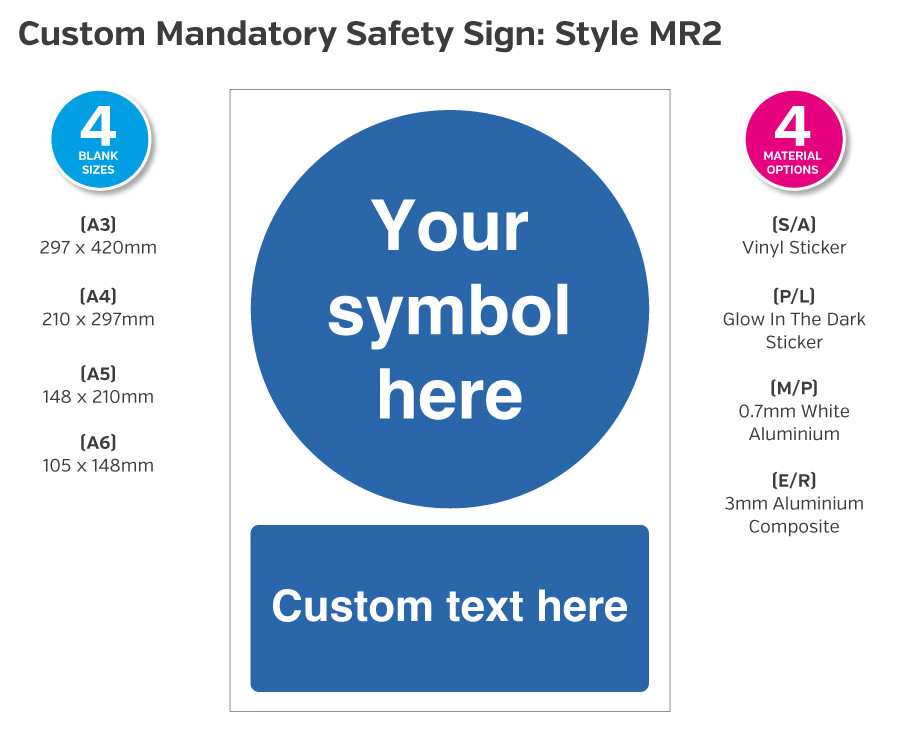 Custom made Mandatory Safety Sign - Style MR2