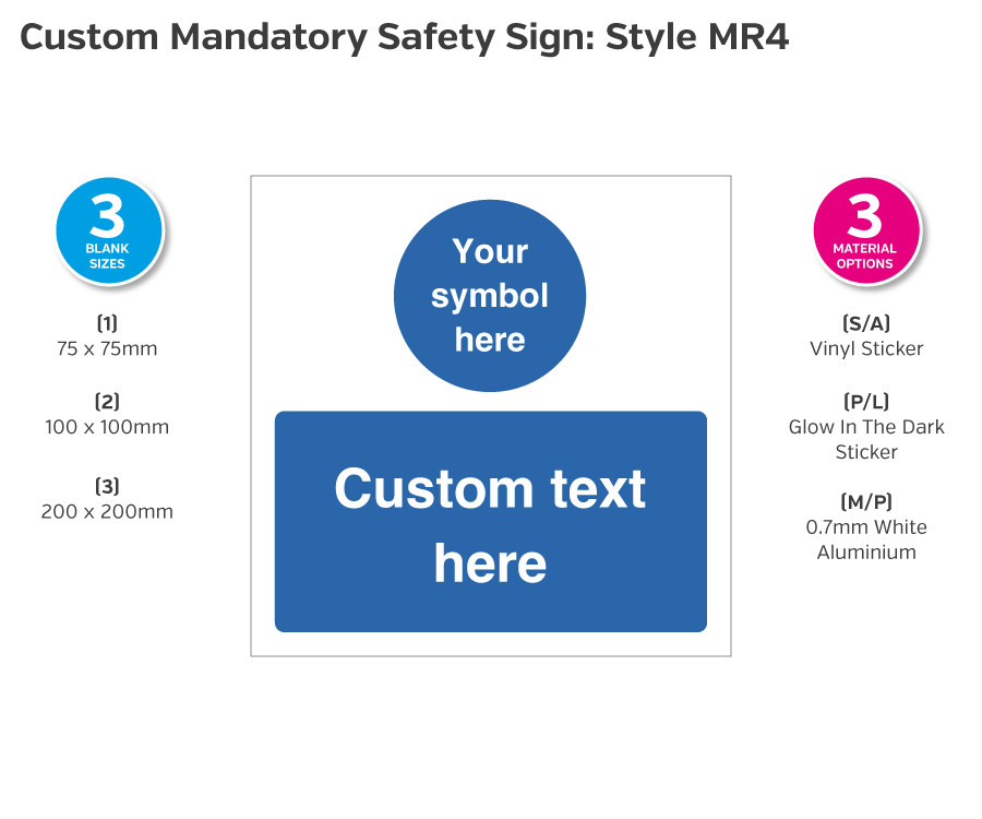 Custom made Mandatory Safety Sign - Style MR4