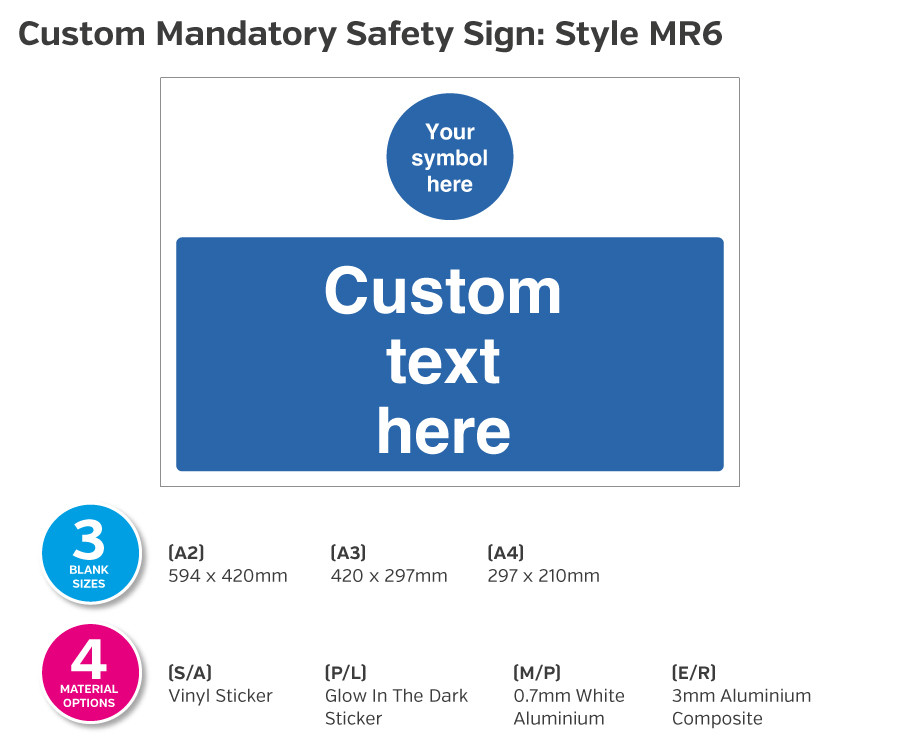 Custom made Mandatory Safety Sign - Style MR6