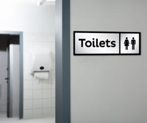 Large Toilets Door Sign with Symbols Pack