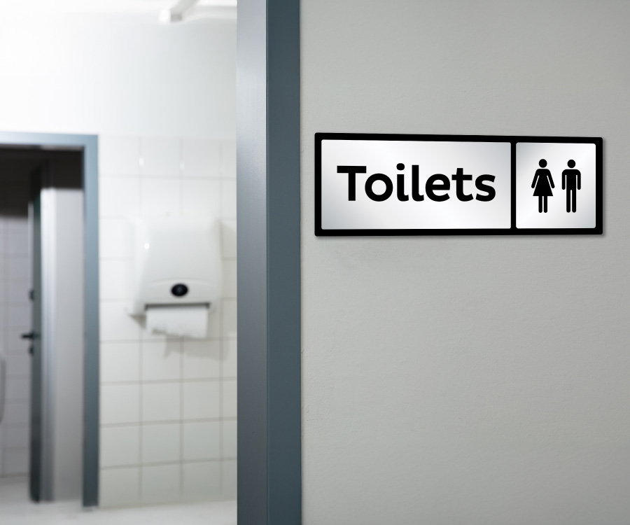 Large Toilets Door Sign with Symbols Pack