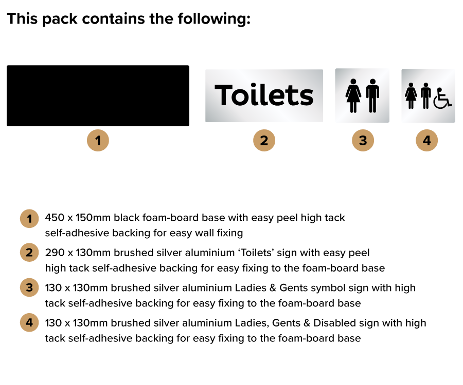 Large Silver Toilet Directional+Plaque