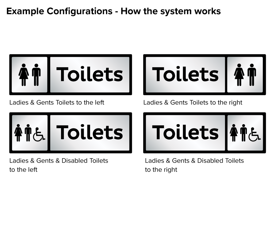 Large Silver Toilet Directional+Plaque