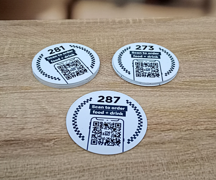 50mm Full Colour QR Code Table Number Discs