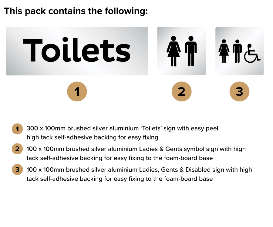 Small Silver Toilet Directional