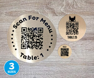Brushed Silver Single Colour QR Code Table Discs