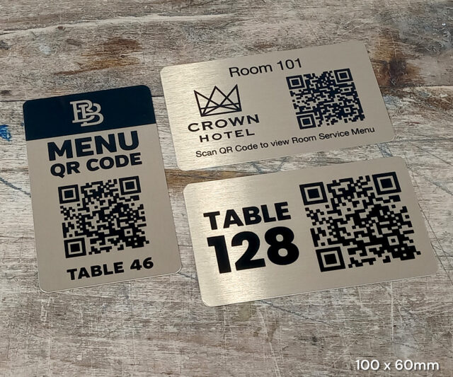 Single Colour Brushed Gold Rectangle QR Code Table Numbers - 2 Sizes ...