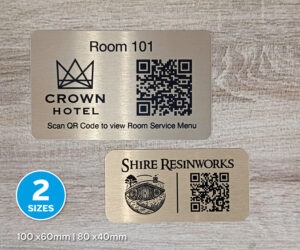 Classic Brushed Gold Rectangle QR Code Table Numbers