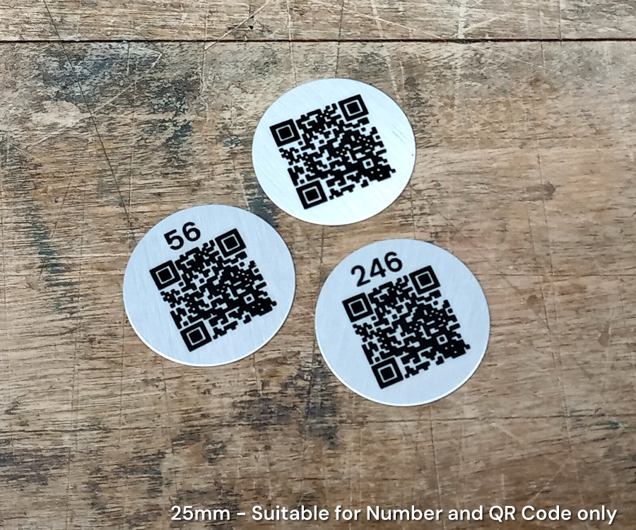 classic silver qr code discs 25mm