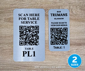 Brsuhed Silver Single Colour Recatanlge QR Code Table Numbers