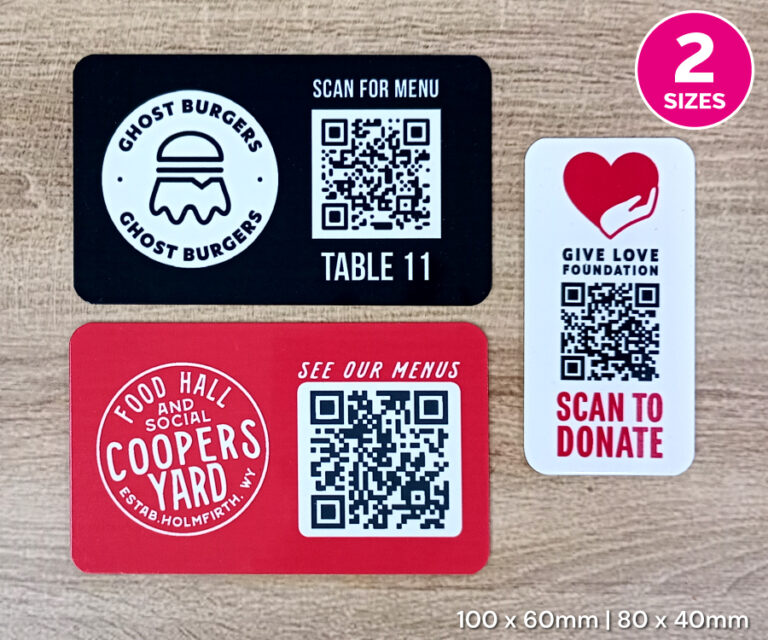Premium Full Colour Rectangle QR Code Table Numbers - 2 Sizes - Cater Signs