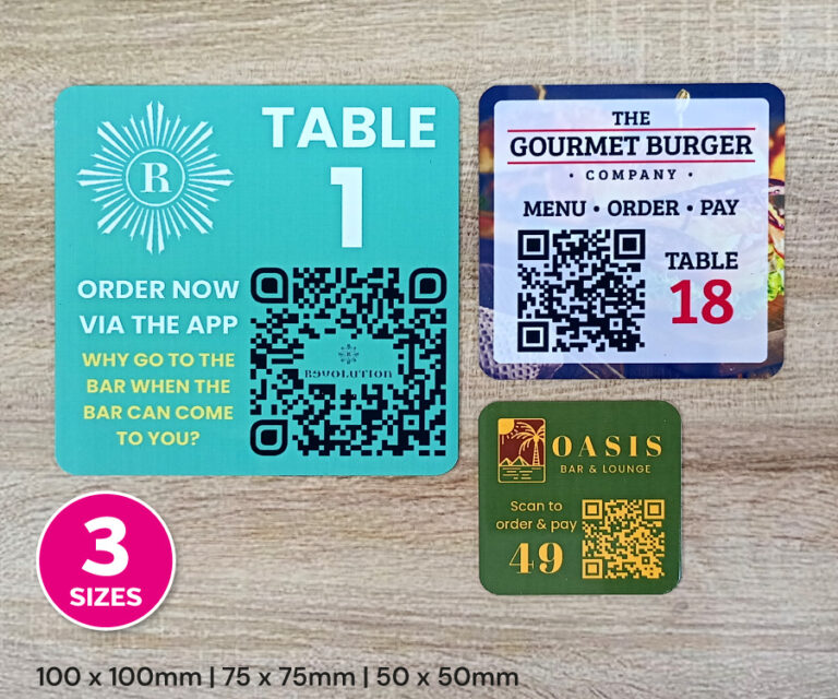 Pqr Code Table Premium Metal Full Colour Square QR Code Table Numbers - 3 Sizes ...