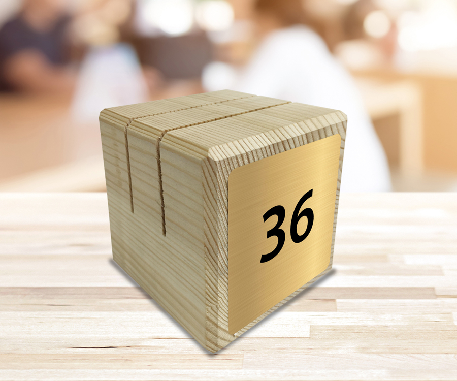 Numbered Light Wooden Block Menu Holder