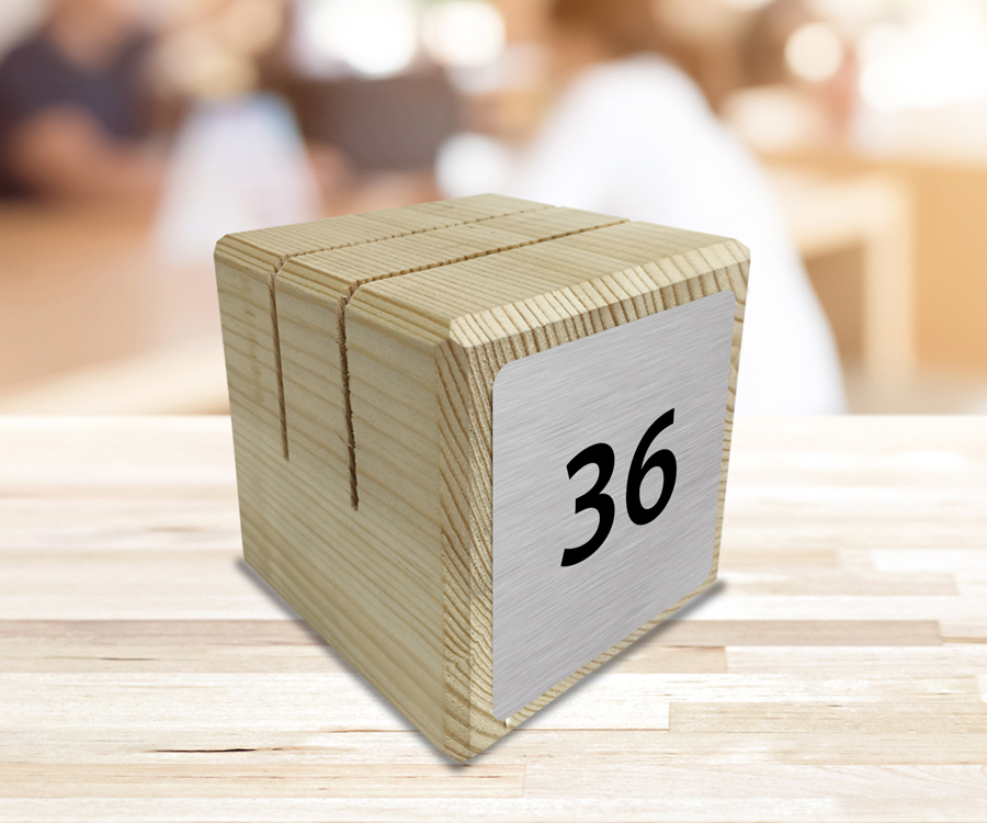 Numbered Light Wooden Block Menu Holder