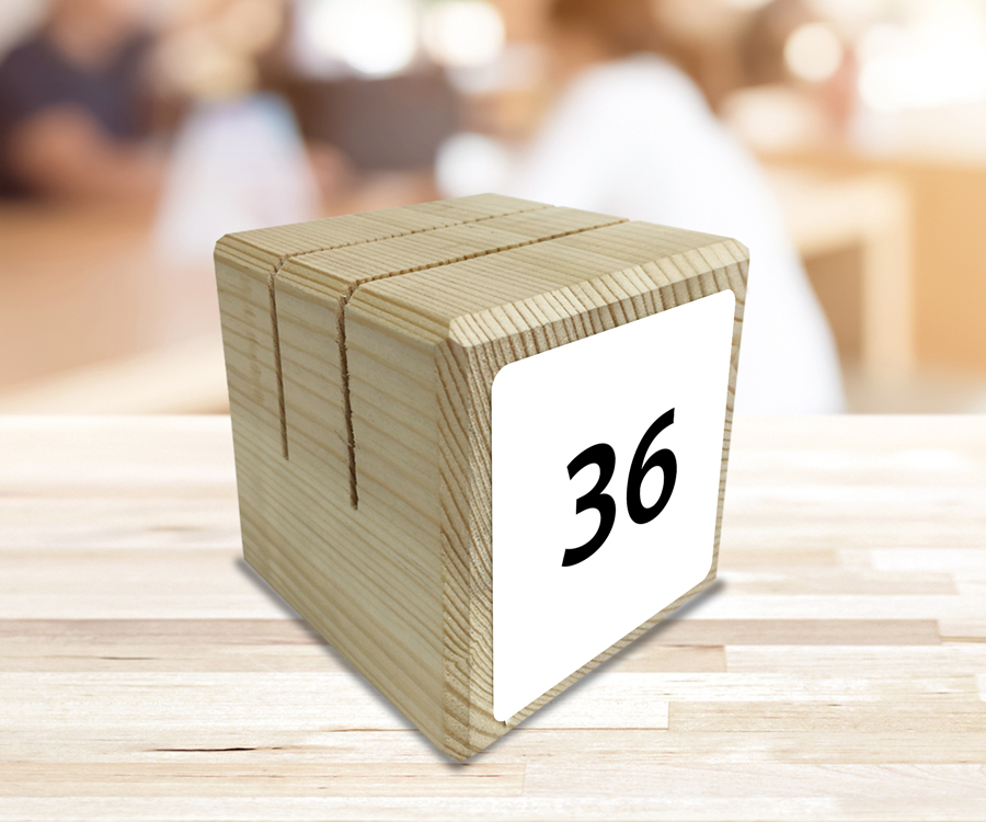 Numbered Light Wooden Block Menu Holder