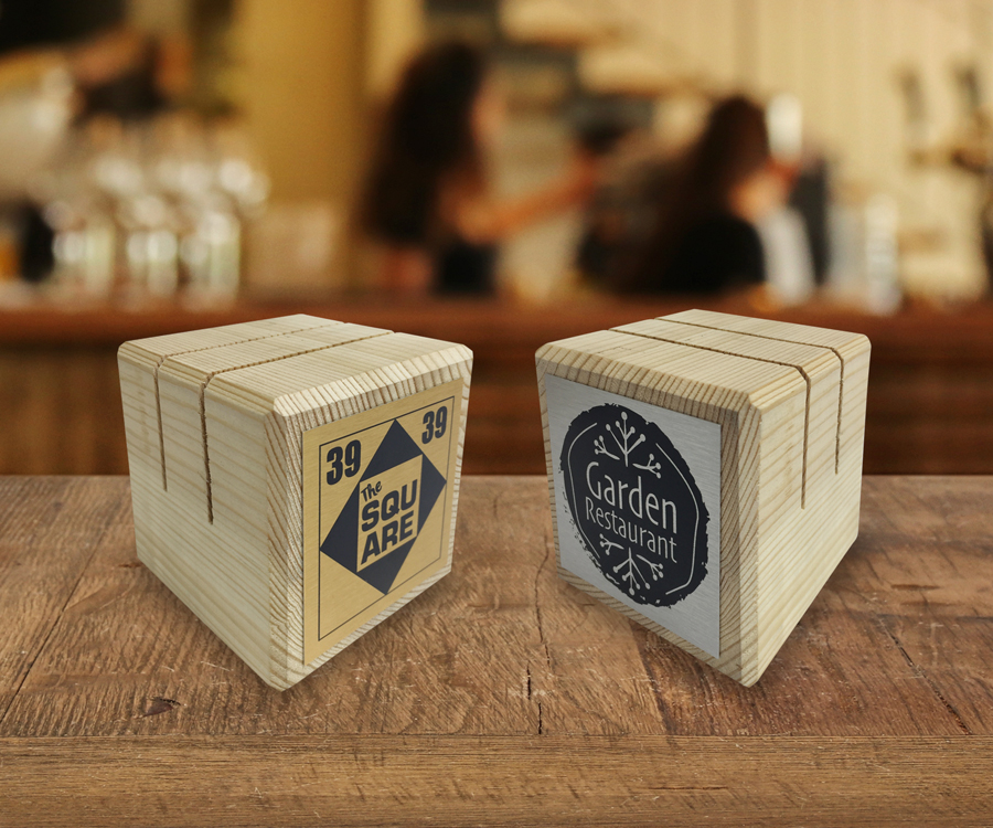 Gold & Silver Light Wood Menu Holders