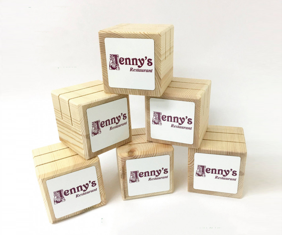 Full Colour Printed Light Wood Block Menu Holder