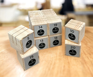 Branded Light Wood Block Menu Holders