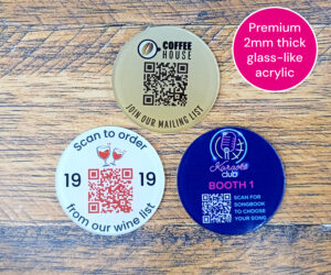 50mm Glass Like Acrylic QR Code Table Discs