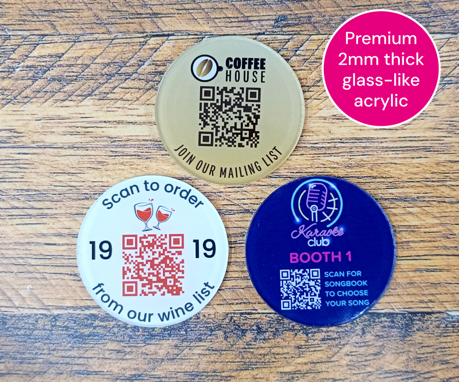 50mm Glass Like Acrylic QR Code Table Discs