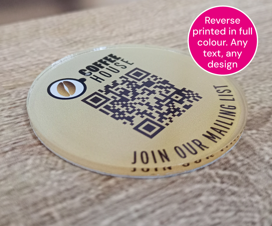 50mm Glass Like Acrylic QR Code Table Discs