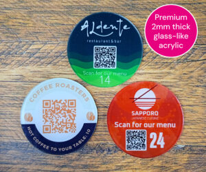 70mm Glass Like Acrylic QR Code Table Discs