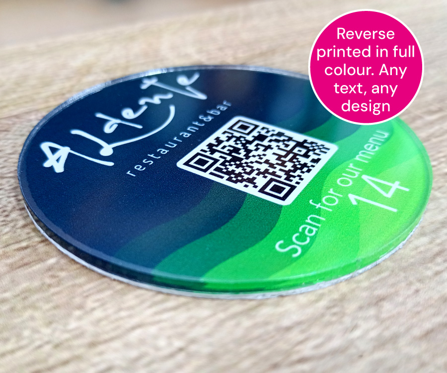 70mm Glass Like Acrylic QR Code Table Discs