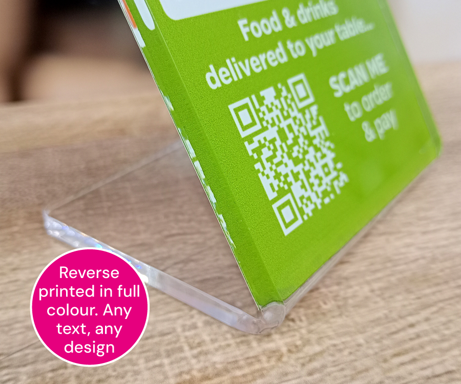 L-Shaped Glass Like Acrylic QR Code Table Number