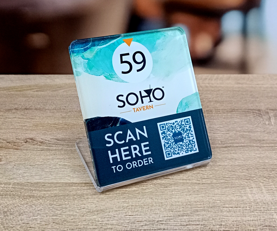 L-Shaped Glass Like Acrylic QR Code Table Number