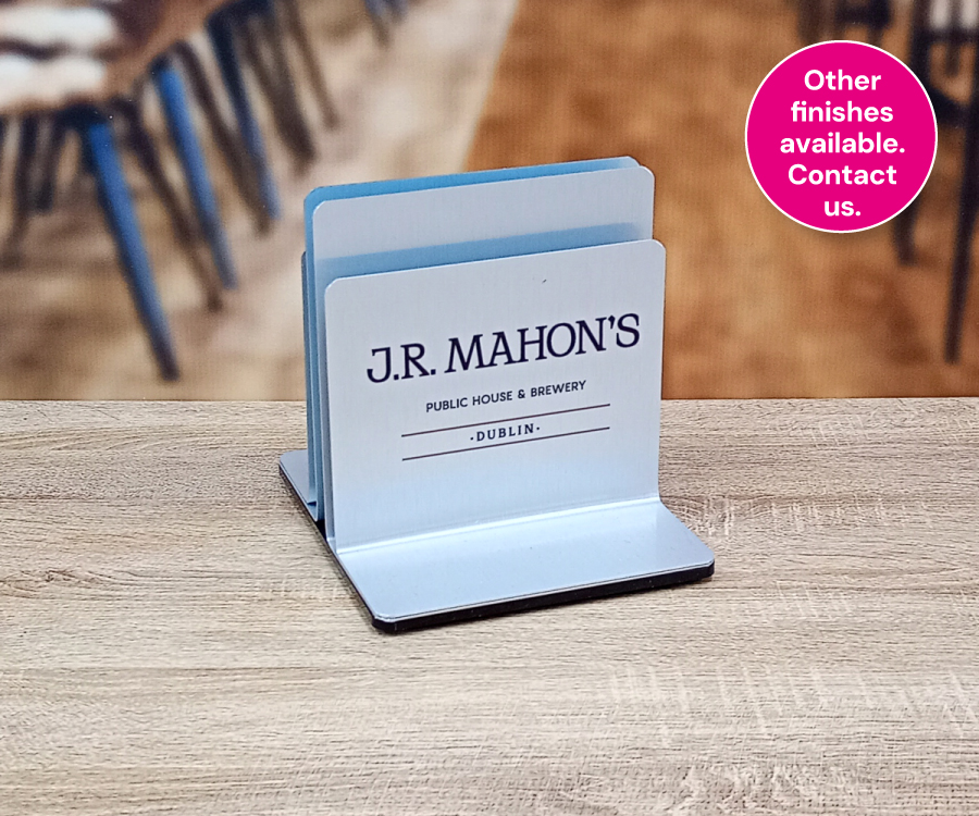 Full colour branded triple channel menu holders