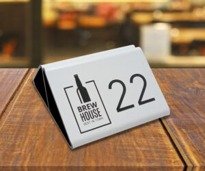 Branded Laser Engraved Menu Holder - White