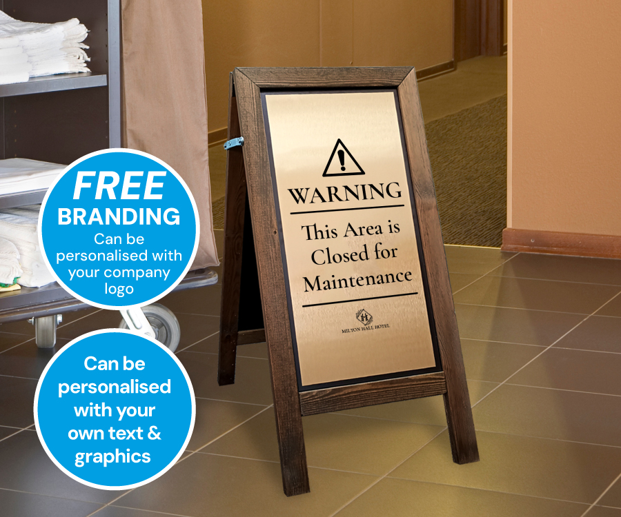 Premium Wooden Your Own Text Floor Stand with Brushed Gold Finish - Image 3