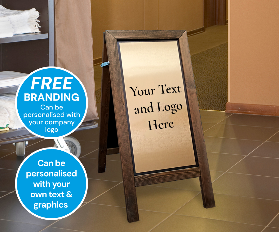 Premium Wooden Your Own Text Floor Stand with Brushed Gold Finish