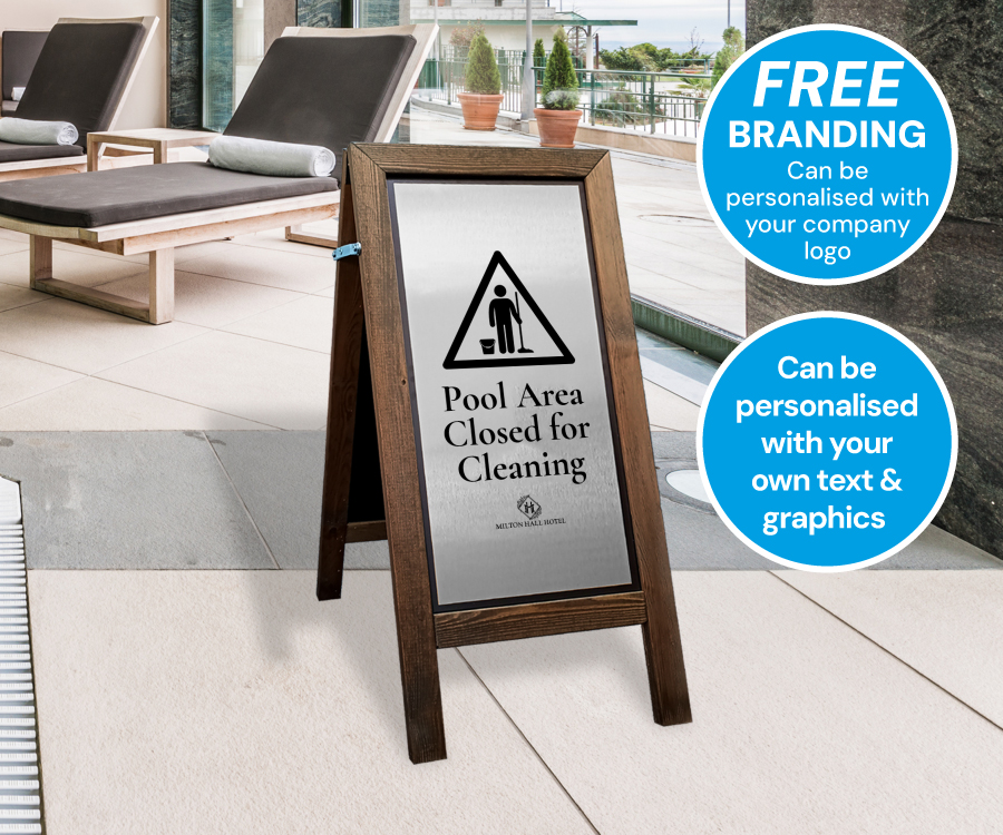Premium Wooden Your Own Text Floor Stand with Brushed Silver Finish - Image 2