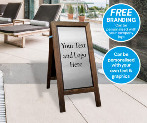 Premium Wooden Your Own Text Floor Stand with Brushed Silver Finish