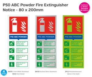 P50 ABC Powder Fire Extinguisher Notice
