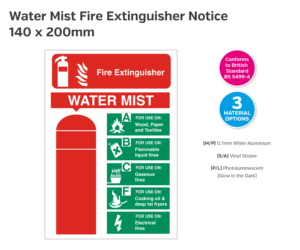Water Mist Fire Extinguisher Notice