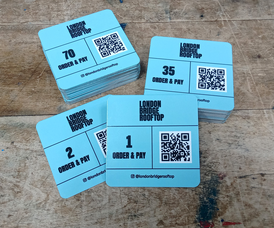 Premium Full Colour QR Code Table Numbers 75x75mm