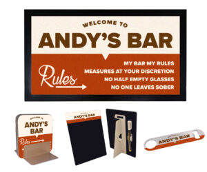 Personalised Home Bar Rules Gift Set - Rust