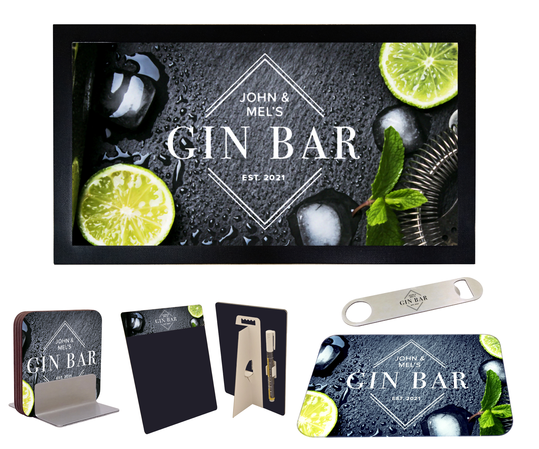Personalised Home Gin Bar Gift Sets- Slate
