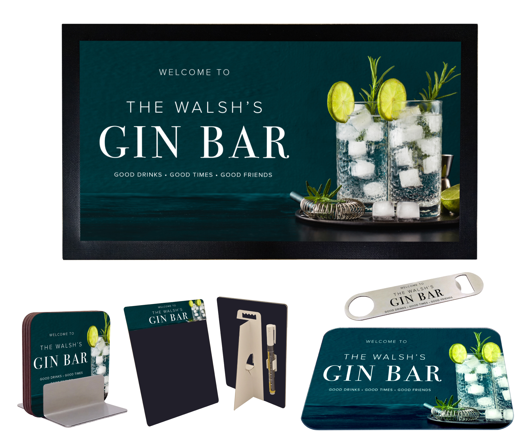 Personalised Home Gin Bar Gift Sets - Tall Glasses