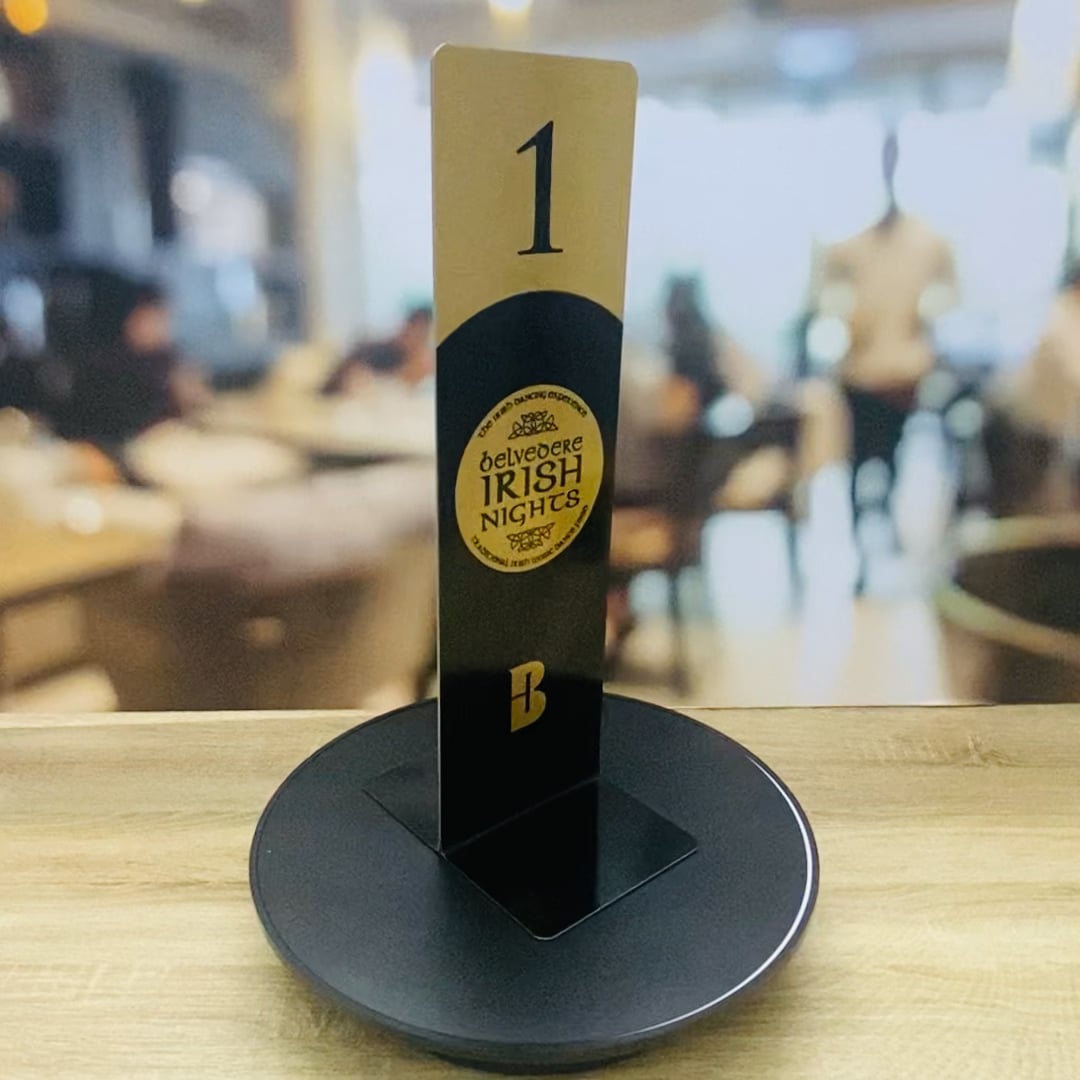 Brushed Gold Branded Free Standing Metal Table Numbers