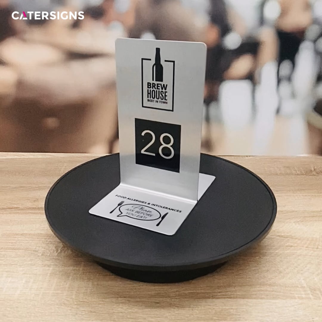 Brushed Silver Branded Free Standing Metal Table Numbers