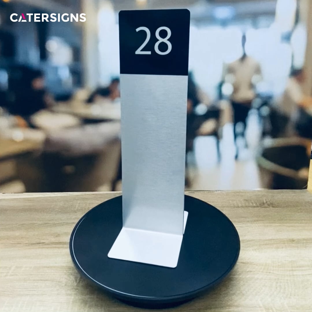 Brushed Silver Slimline Metal Table Numbers - 2 Sizes